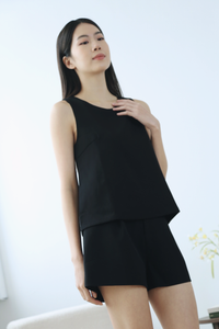 Celin Pleated Sleeveless Blouse Black
