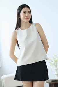 Celin Pleated Sleeveless Blouse Cream