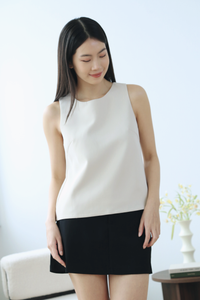 Celin Pleated Sleeveless Blouse Cream