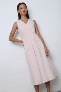 Chantelle Tie Waist Midi Dress Pink