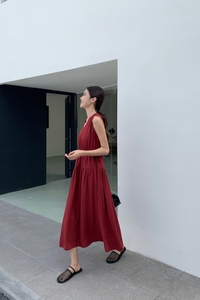 Chantelle Tie Waist Midi Dress Crimson