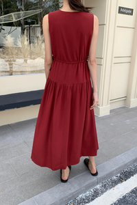 Chantelle Tie Waist Midi Dress Crimson