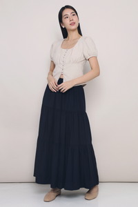 Charlotte Tier Maxi Skirt Midnight Navy (Preorder)