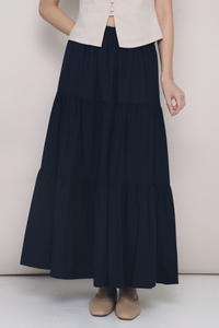 Charlotte Tier Maxi Skirt Midnight Navy (Preorder)