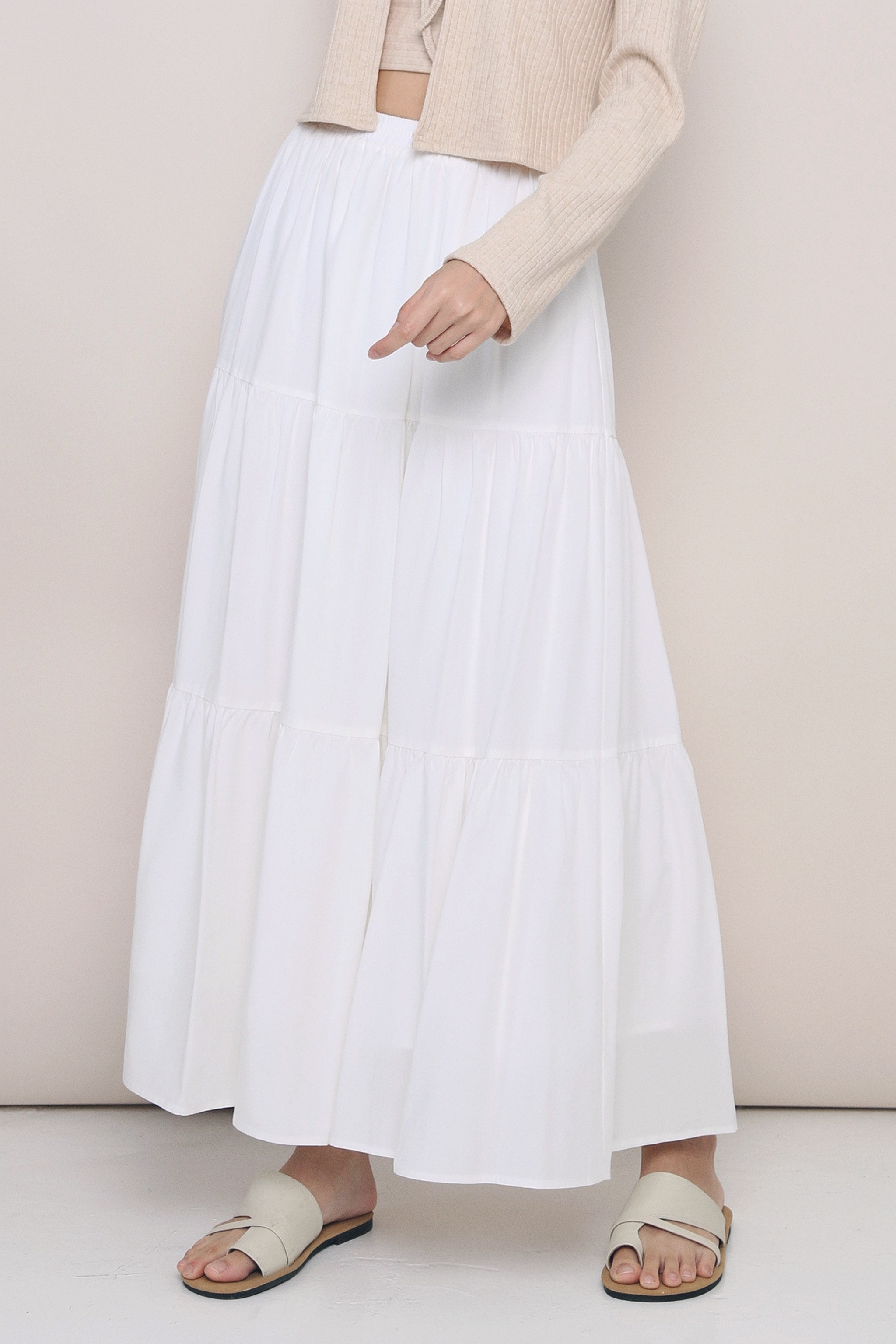 Charlotte Tier Maxi Skirt White (Preorder)