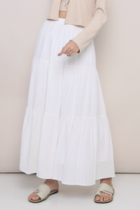 Charlotte Tier Maxi Skirt White (Preorder)