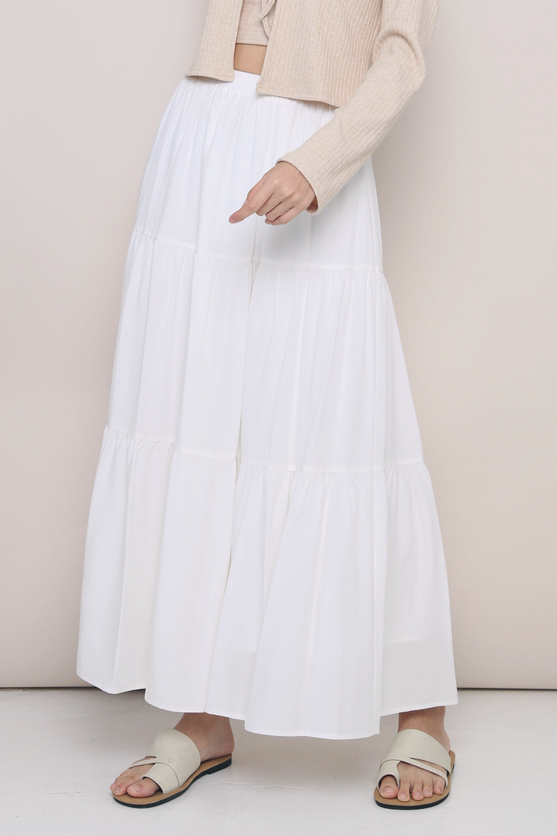 Charlotte Tier Maxi Skirt White (Preorder)