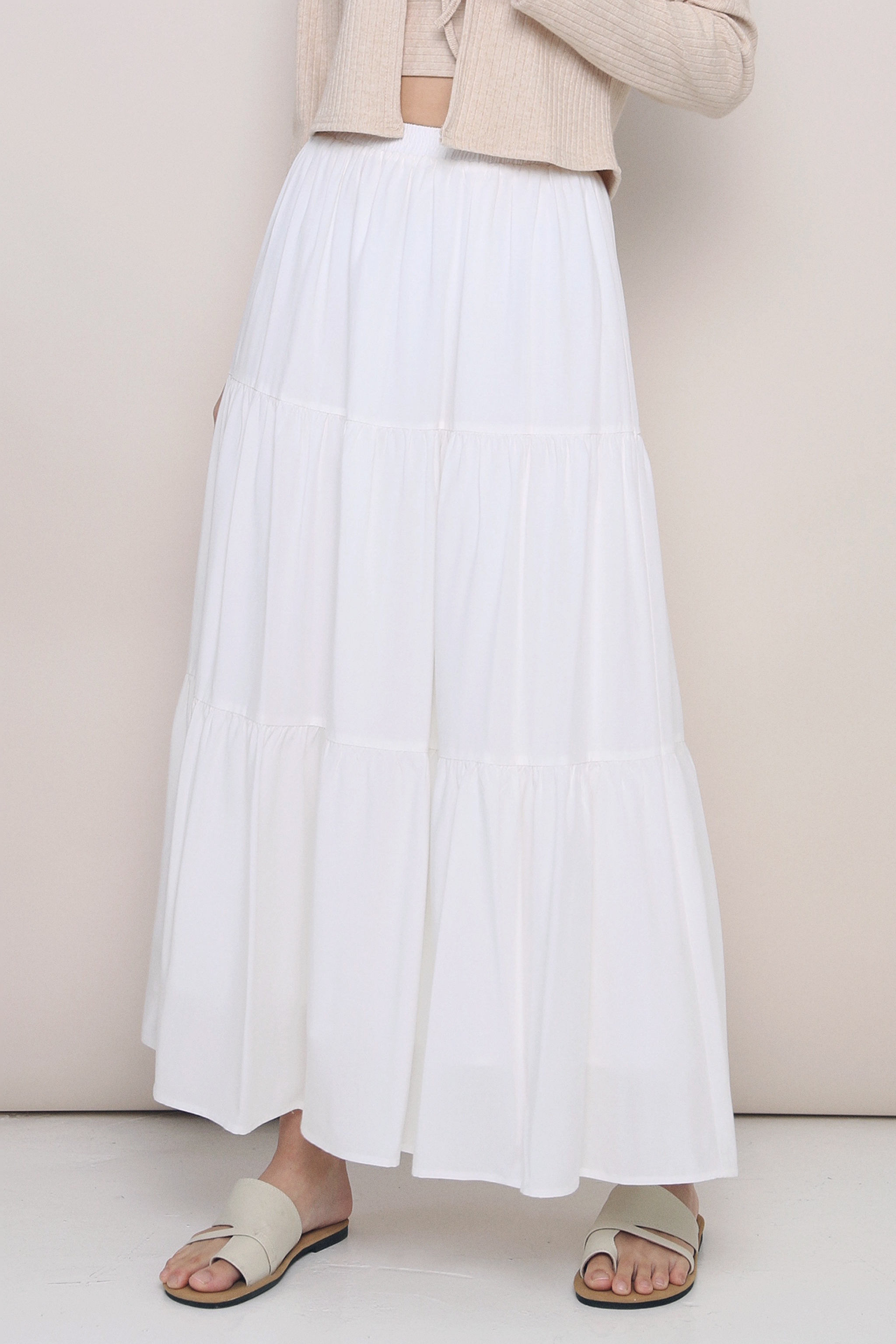 Charlotte Tier Maxi Skirt White (Preorder)