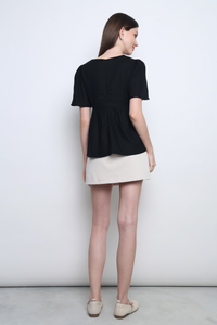 Charmie Flutter Sleeves Babydoll Top Black