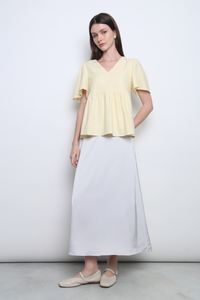 Charmie Flutter Sleeves Babydoll Top Vanilla Yellow