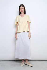 Charmie Flutter Sleeves Babydoll Top Vanilla Yellow