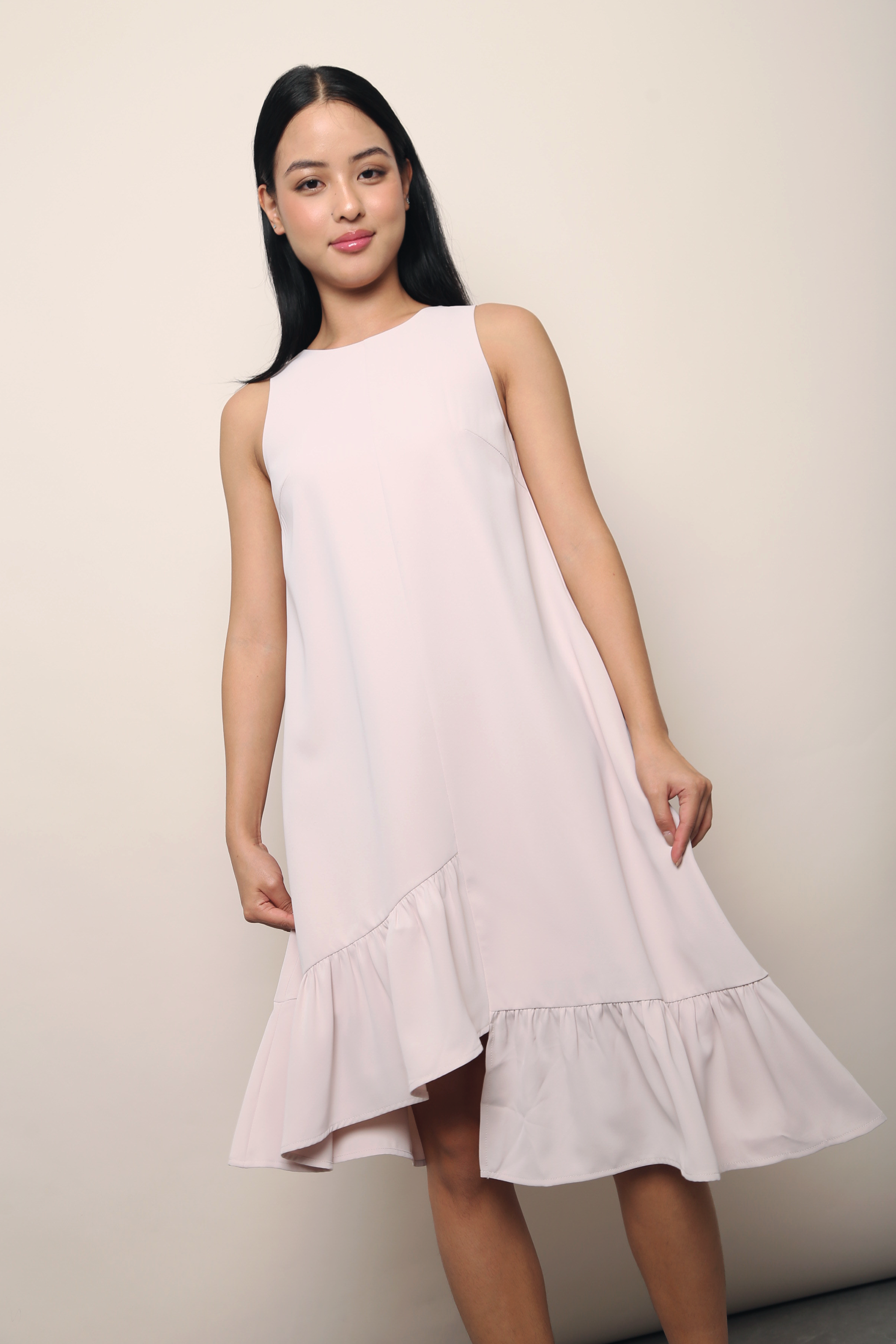 Chelsea High-Low Ruffles Dress Blush