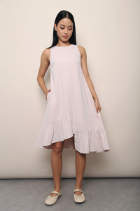 Chelsea High-Low Ruffles Dress Blush