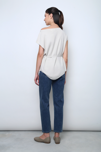 Claridge Scarf Knit Top Ash Grey
