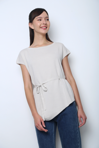 Claridge Scarf Knit Top Ash Grey