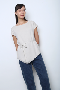 Claridge Scarf Knit Top Ash Grey