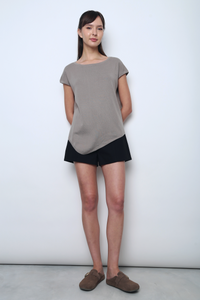 Claridge Scarf Knit Top Taupe