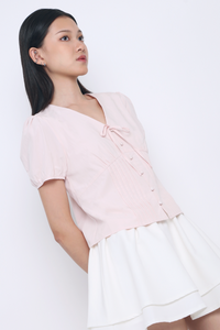 Clementine Pleat & Tie Blouse Pink