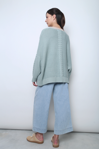 Cloudy Oversized Cable Knit Cardigan Sea Foam