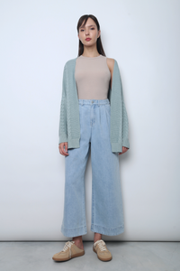 Cloudy Oversized Cable Knit Cardigan Sea Foam