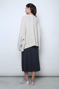 Cloudy Oversized Cable Knit Cardigan Stone White