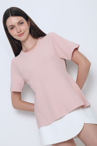 Colbie Babydoll Knit Blouse Powder Pink
