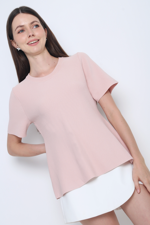 Colbie Babydoll Knit Blouse Powder Pink