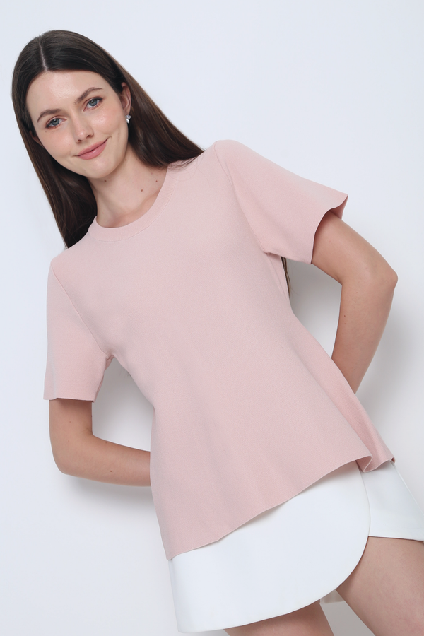 Colbie Babydoll Knit Blouse Powder Pink