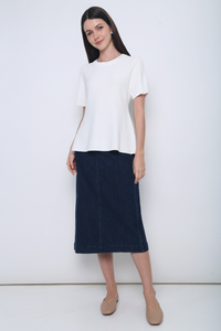 Colbie Babydoll Knit Blouse Powder White