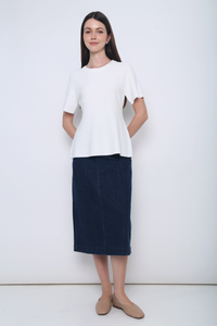 Colbie Babydoll Knit Blouse Powder White