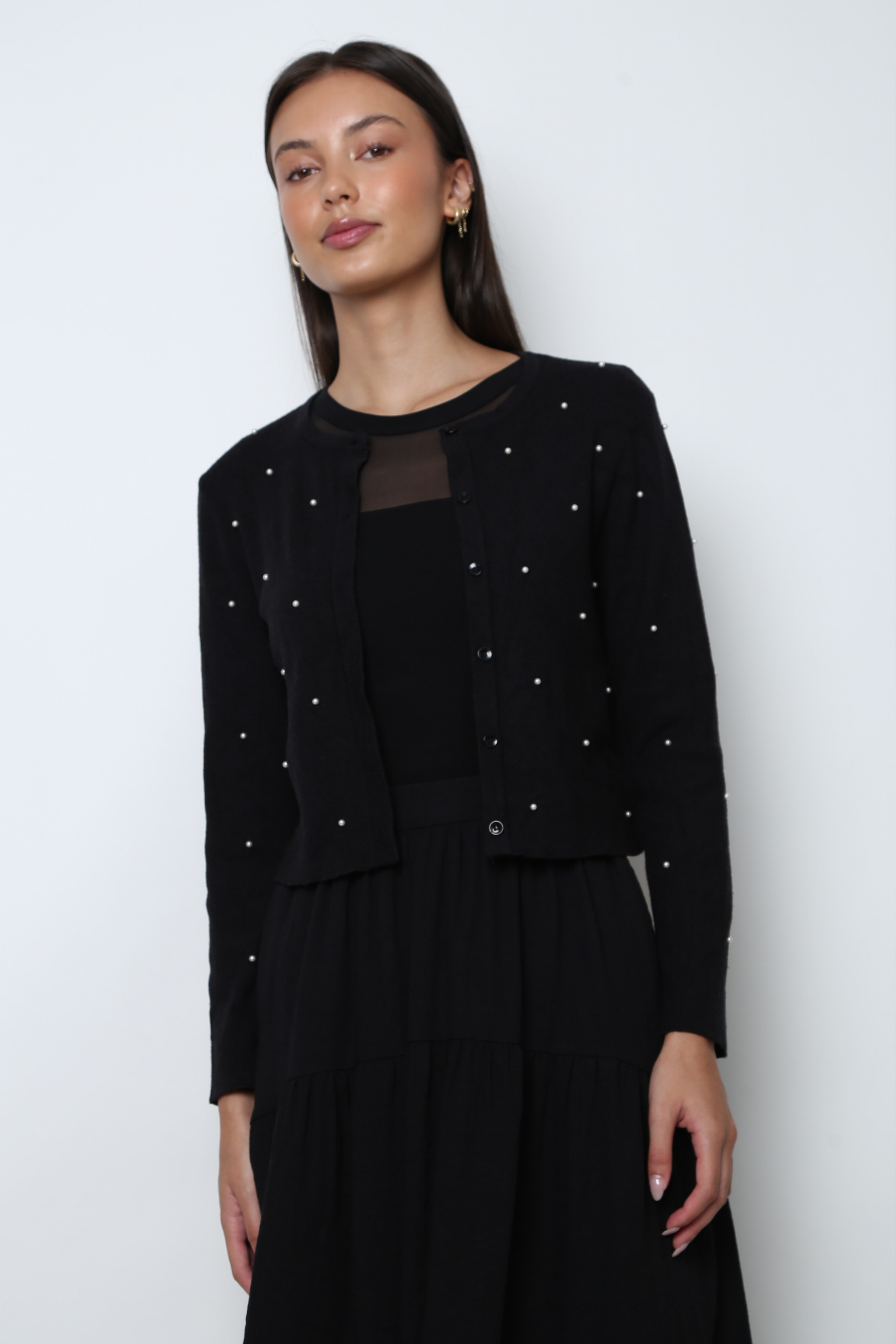 Como Pearl Knit Cardigan Black