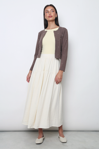 Como Pearl Knit Cardigan Brown