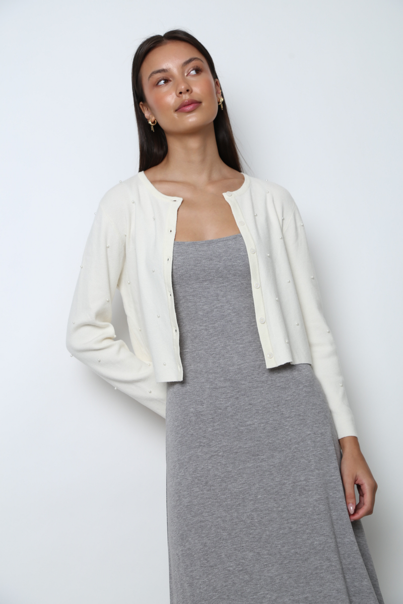 Como Pearl Knit Cardigan Beige