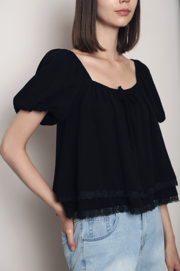 Cottage Crush Lace Top Black