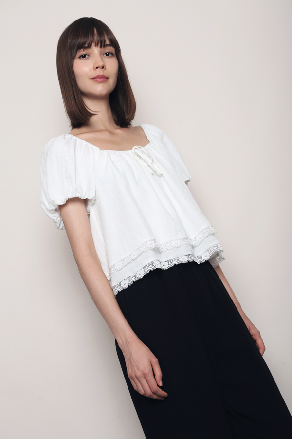 Cottage Crush Lace Top White