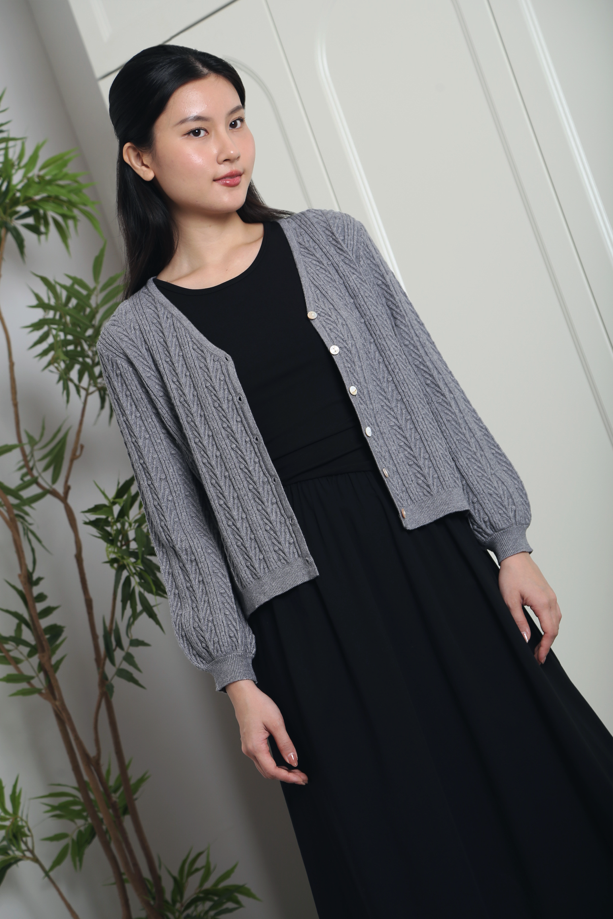 Cotton Tale Knit Cardigan Grey