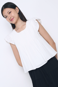Cruise Pleat Babydoll Top White