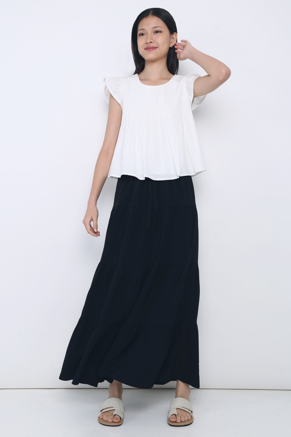 Cruise Pleat Babydoll Top White