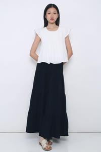 Cruise Pleat Babydoll Top White
