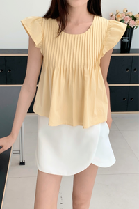 Cruise Pleat Babydoll Top Vanilla Yellow