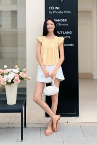 Cruise Pleat Babydoll Top Vanilla Yellow