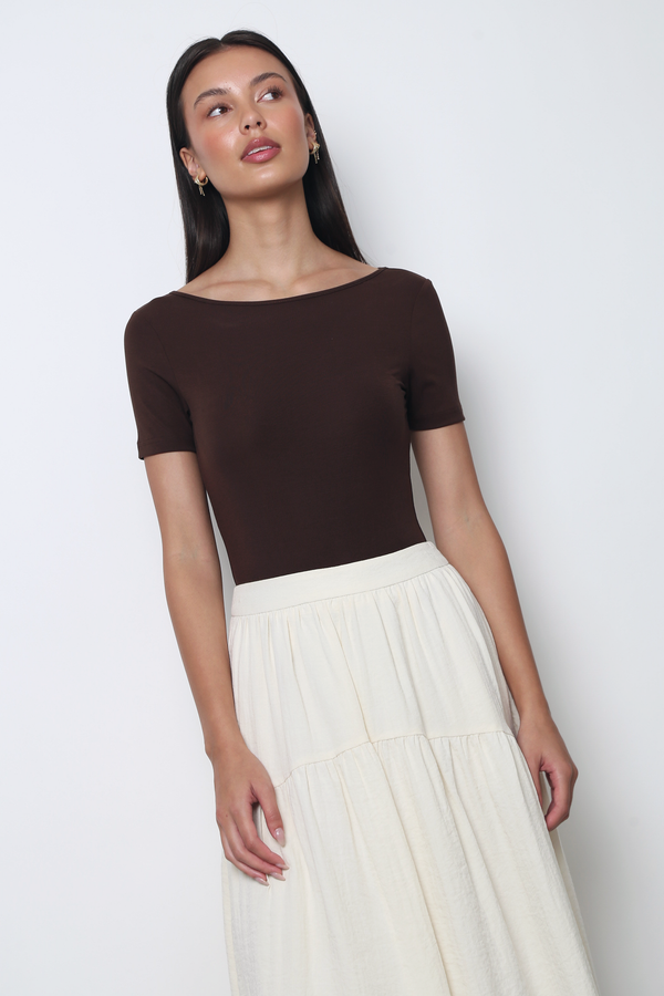 Monet Sleeved Bodysuit Brown