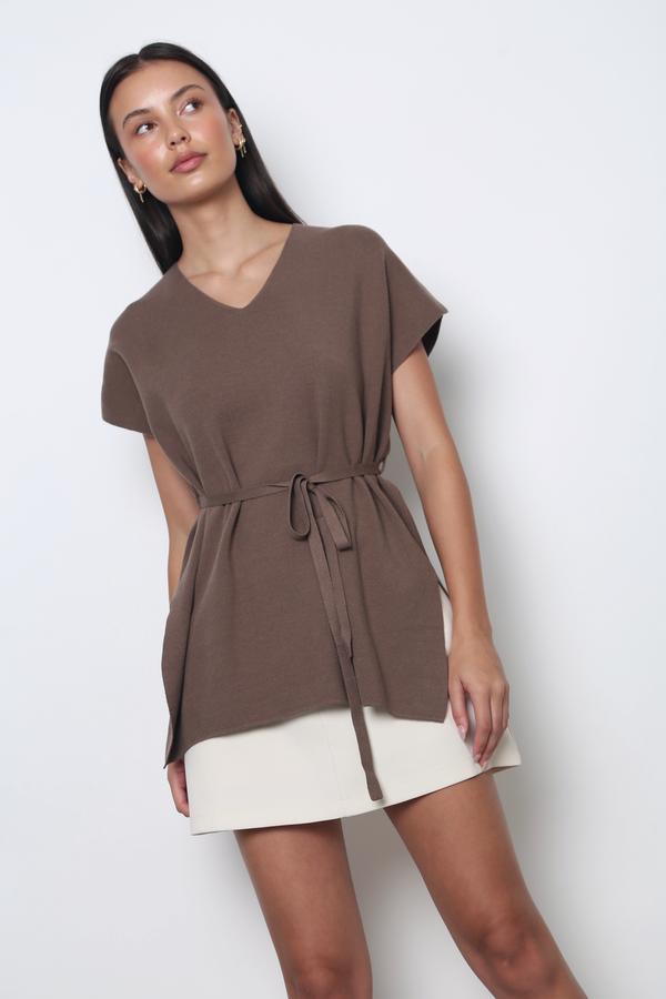 Dale Boxy Knit Blouse Brown