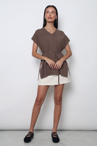 Dale Boxy Knit Blouse Brown