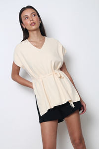 Dale Boxy Knit Blouse Beige