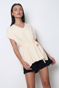 Dale Boxy Knit Blouse Beige