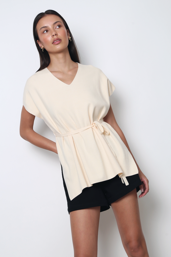 Dale Boxy Knit Blouse Beige