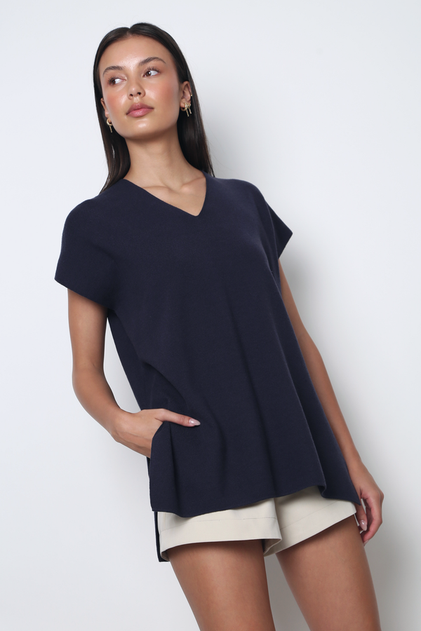 Dale Boxy Knit Blouse Navy