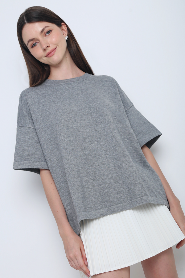 Darcy Boxy Knit Top Grey