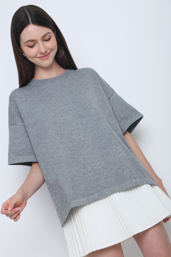 Darcy Boxy Knit Top Grey